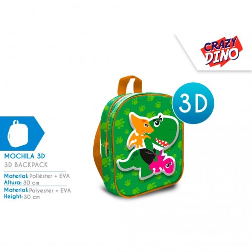 Vaikiška kuprinė Dino 3D 30 cm